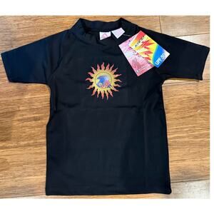Kanu Surf Girl's Size 8 Annie Black Sun Rash Guard UPF 50+ Protection Swim Shirt